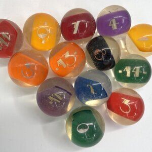 Vintage EPCO Pool Balls Set of 13 Clear Billiard Bocce Rocco Style Missing #10